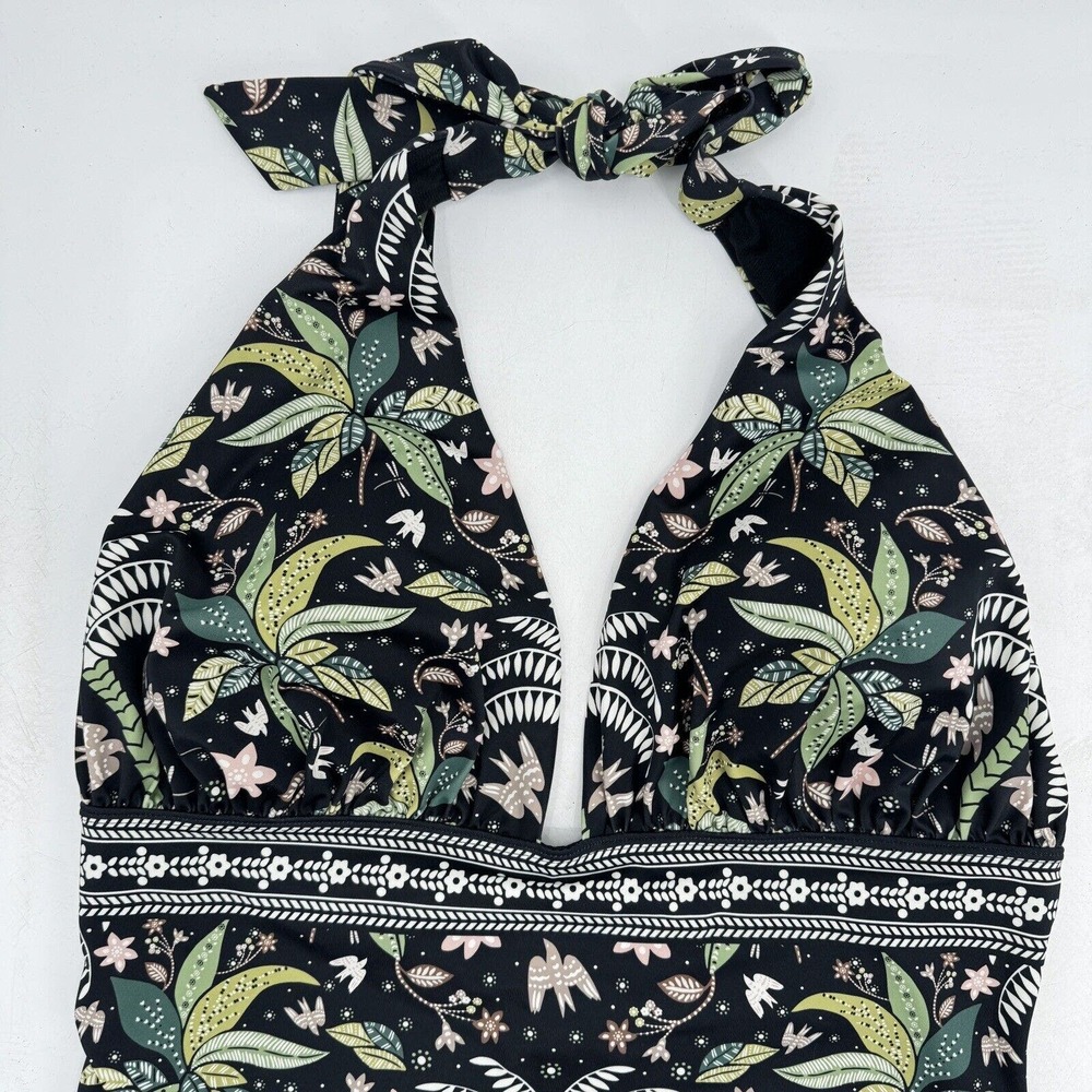 Boden Black Palm-Print Halter One-Piece Swimsuit - Picture 2 of 10